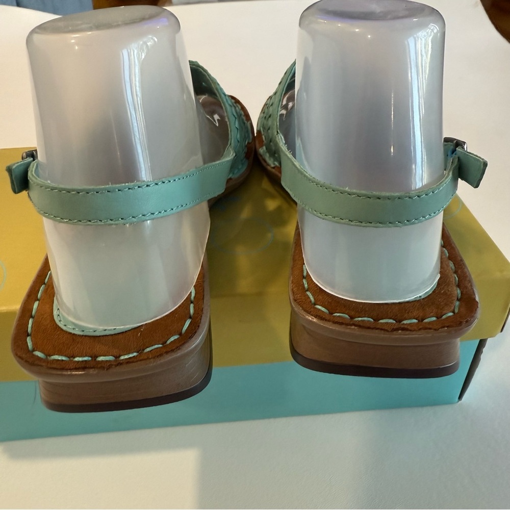 Life Stride Trinidad Aqua Marine Beaded Wedge Leather Sandals Womens Size 9 - Picture 5 of 8